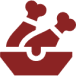 A stylized red mortar and pestle icon.